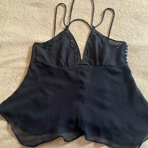 🖤 TOPSHOP Gorgeous Ladies Sz 8 Black Beaded Strappy Top 🖤 Purchased in 🇬🇧